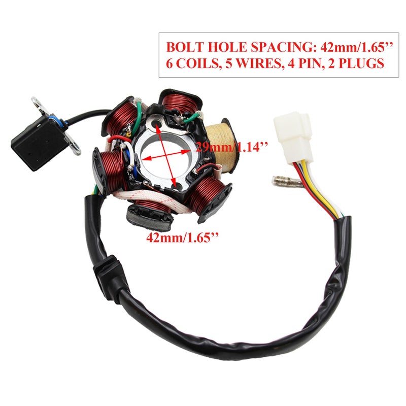 PRO BAT 6 Coils 5 Wires Stator Magneto ATV Magneto Stator Plate for 50cc 70cc 90cc 110cc 125cc Engine Chinese Scooter Dirt Bike Taotao Sunl Roketa - Image 2